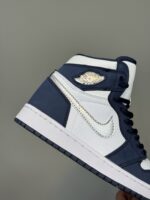 کتونی جردن وان سورمه ای سفید سیلور Air Jordan 1 High Co.Jp Midnight Navy - Image 3