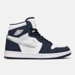 کتونی جردن وان سورمه ای سفید سیلور Air Jordan 1 High Co.Jp Midnight Navy