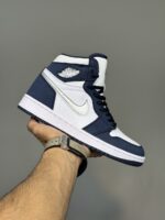 کتونی جردن وان سورمه ای سفید سیلور Air Jordan 1 High Co.Jp Midnight Navy - Image 2