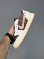 کتونی نایک ایر جردن وان ترویس اسکات قهوه ای صورتی Nike Jordan 1 Travis Scott Low Dark Pony - Image 4