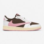 کتونی نایک ایر جردن وان ترویس اسکات قهوه ای صورتی Nike Jordan 1 Travis Scott Low Dark Pony