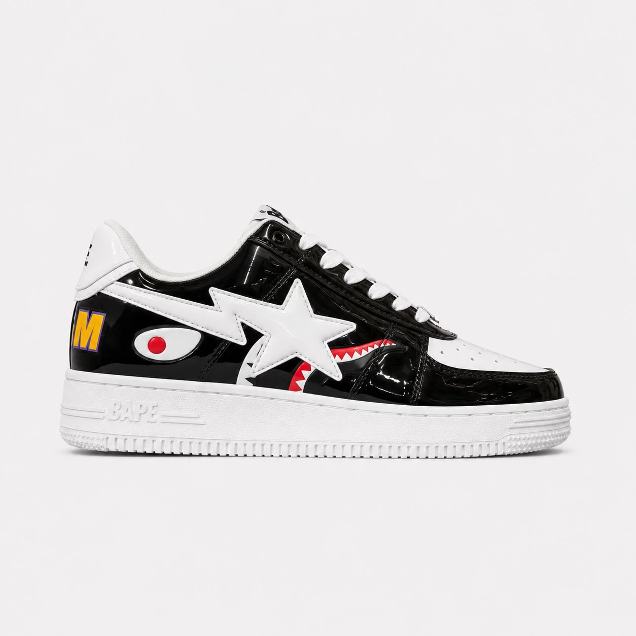 کتونی بتینگ ایپ بیپ استا شارک مشکی سفید A Bathing Ape Bape Sta Low Shark Black White